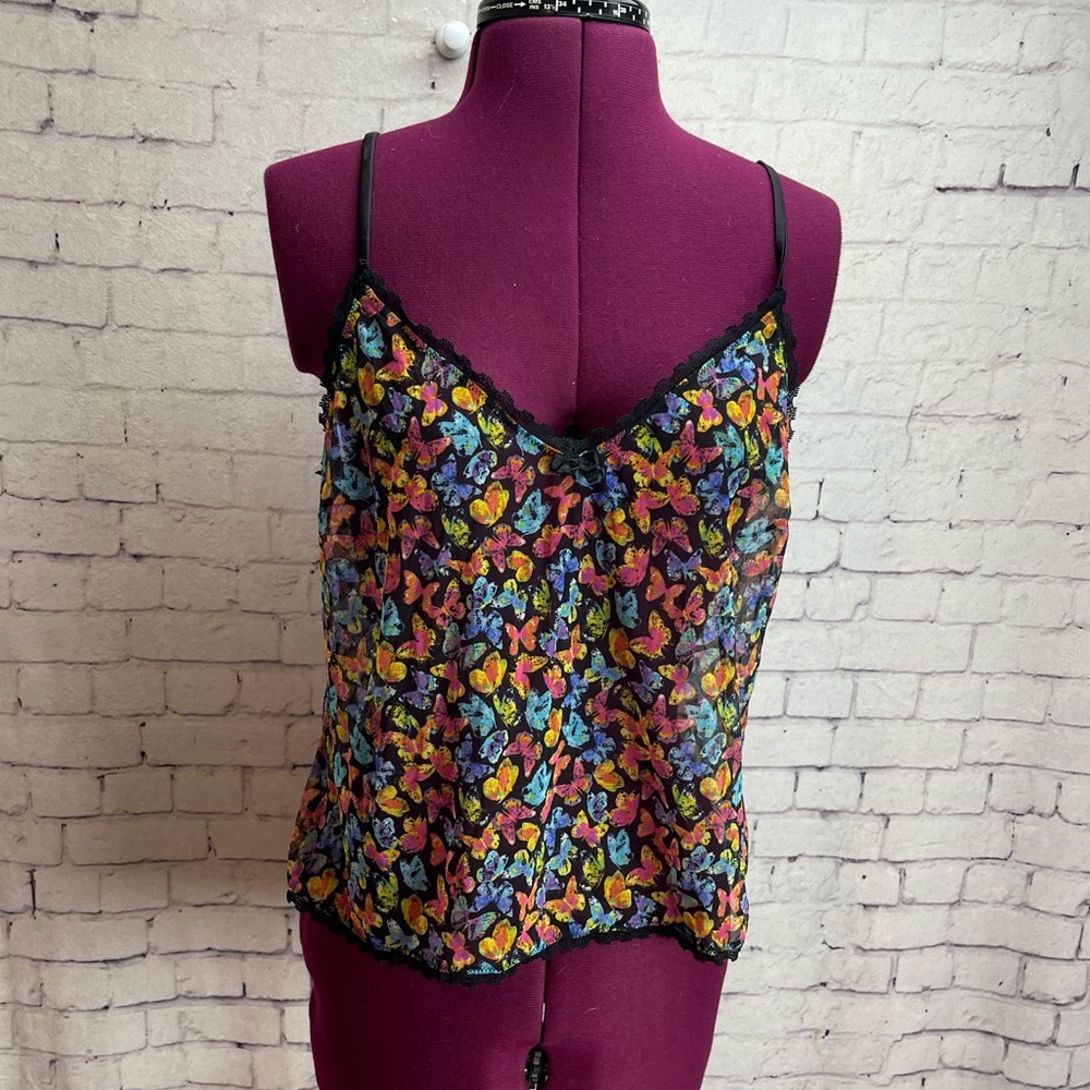 Savage X Fenty size large sheer mesh butterfly print cami